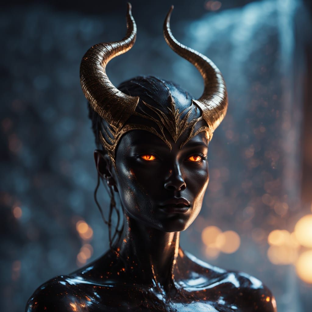 Two Demonesses Posing in Hyper-Realistic Digital Art