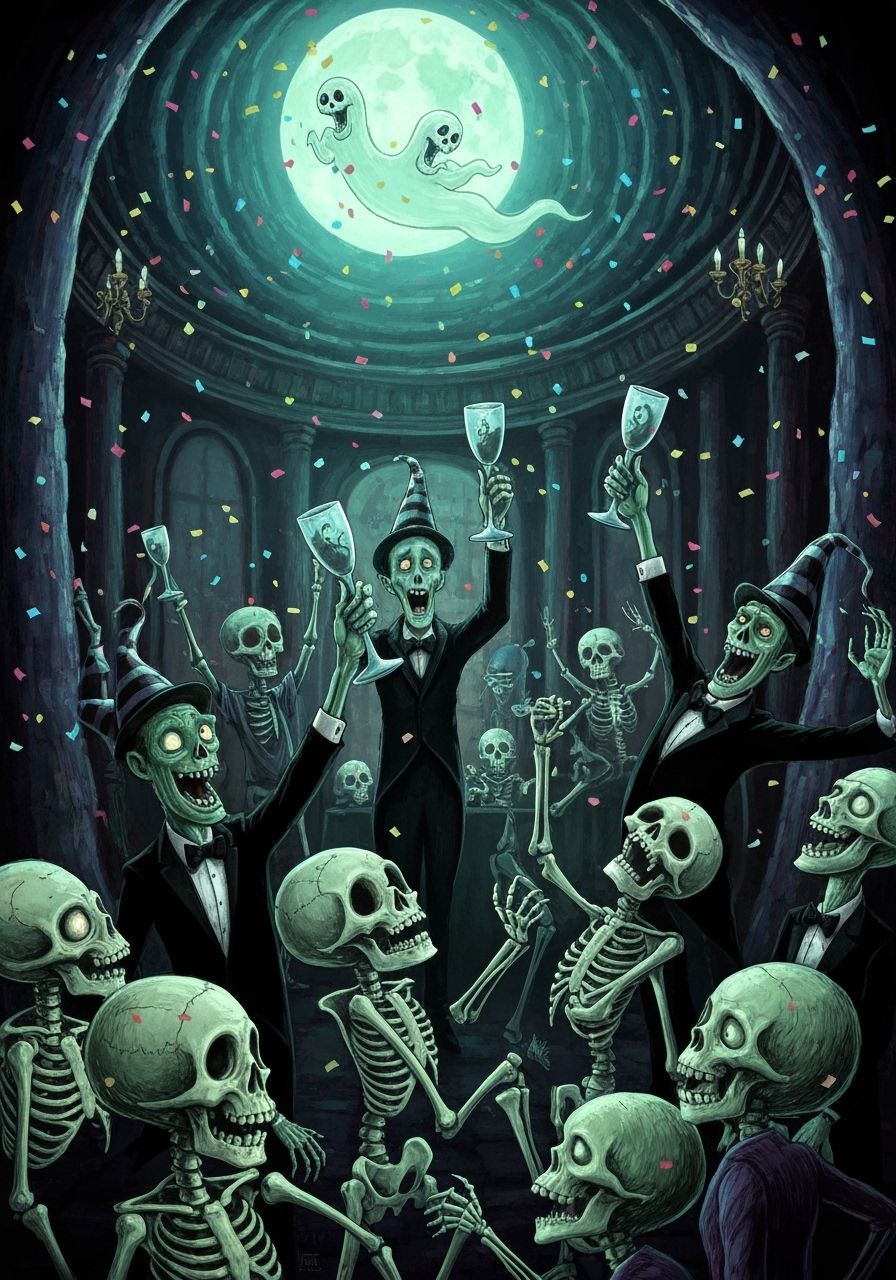 Monsters Celebrate New Year's Eve in Ghostly Ballroom
