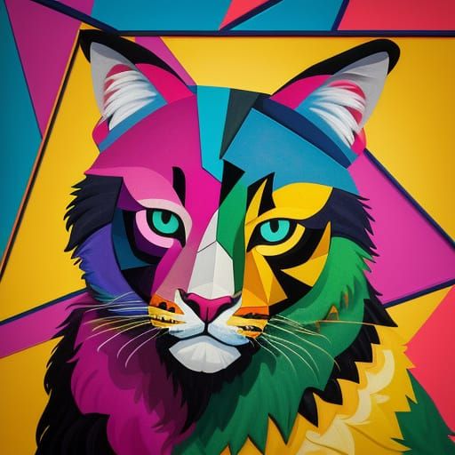 Geometric Fauvism: Colorful Felt Animals in Cubist Style