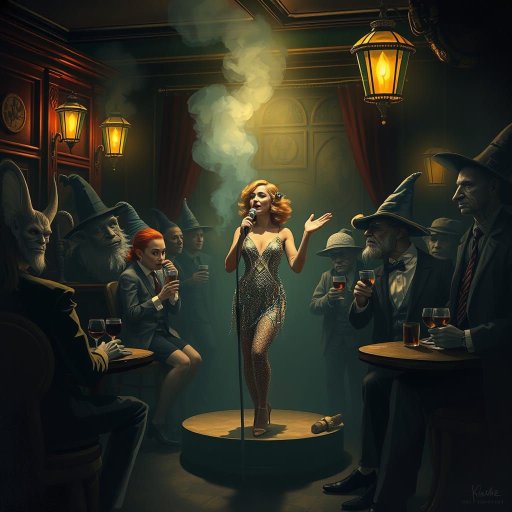 Magical Speakeasy Singer in 1920s Style