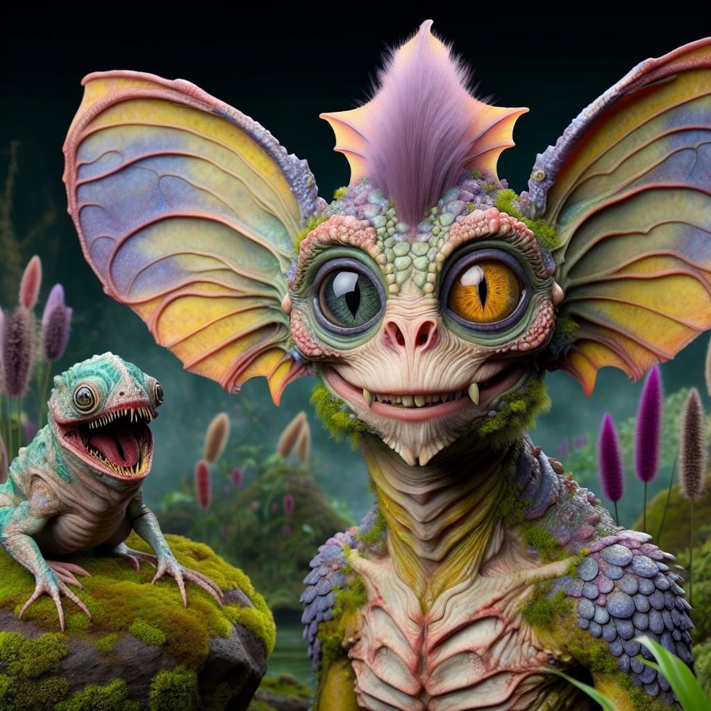 Detailed Scaly Humanoid Creature in Alien Marsh