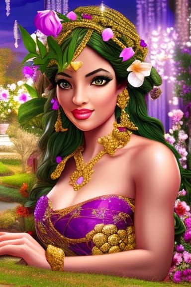 Grecian Jasmine Garden at Midnight: Photorealistic Digital A...