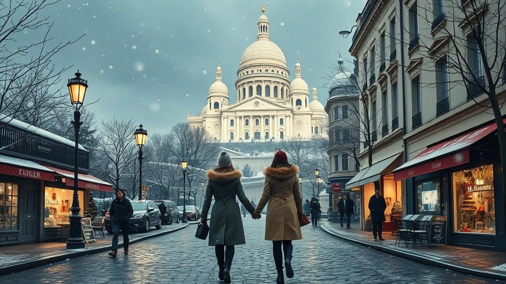 Montmartre Snowfall in Impressionist Style