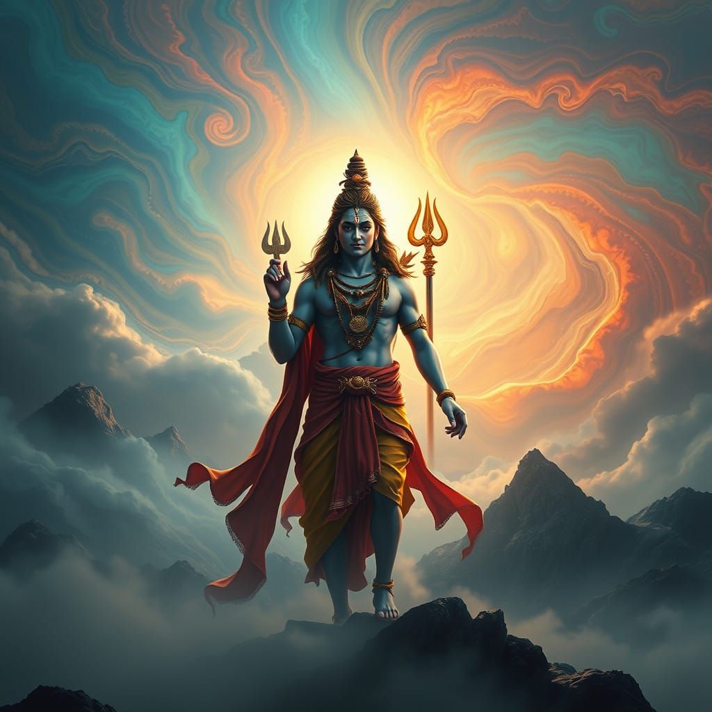 Cosmic Lord Shiva Ascends into the Dreamlike Realm