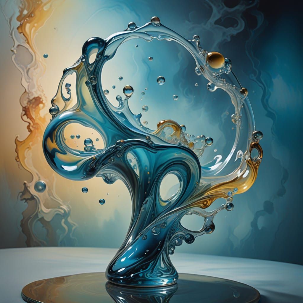 Ethereal Glass Sculpture in Dreamlike Surrealism