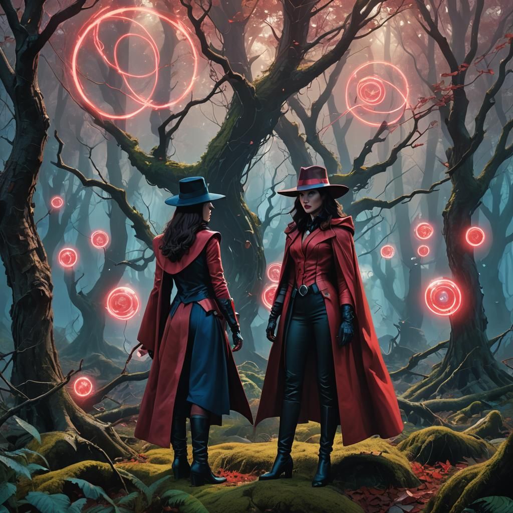 Scarlet Witch and Zatanna: Mystic Forest Concept Art