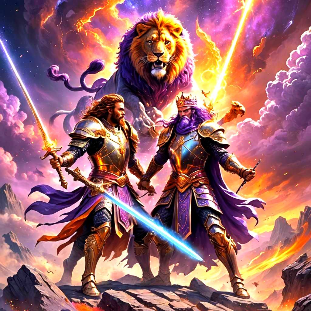 Epic Battle: Kings Clash in Fantasy Art