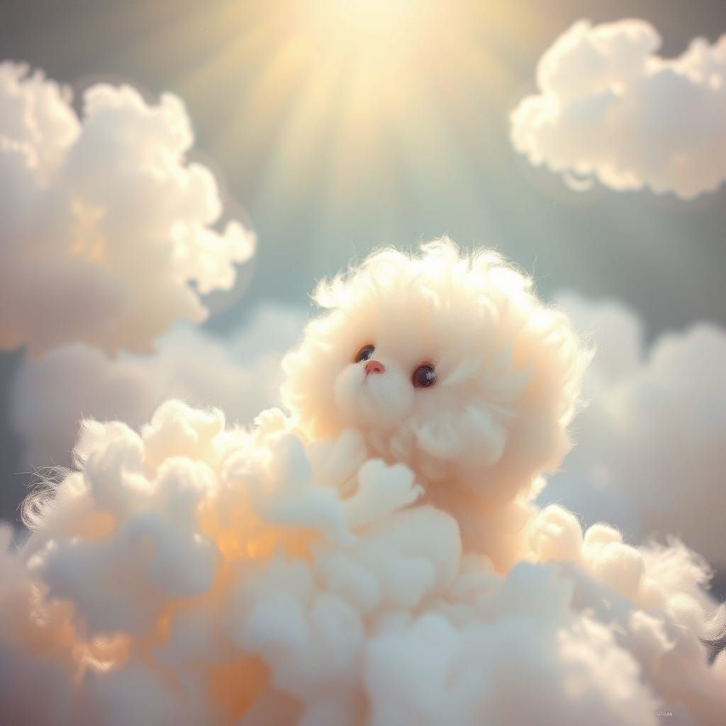 Fluffy Puffen in Heavenly Cotton Fields of Sunshine