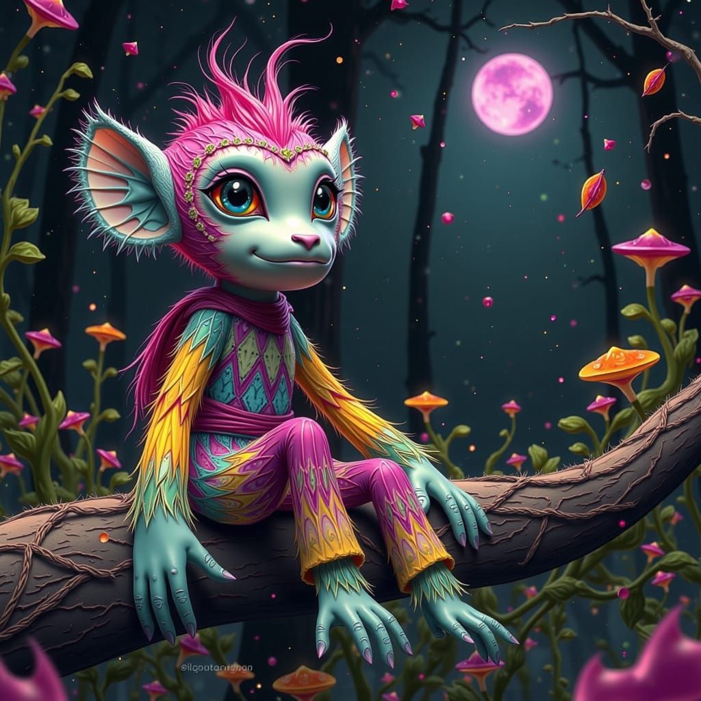 Abandoned Sock Monkey in Surreal Lunar Forest