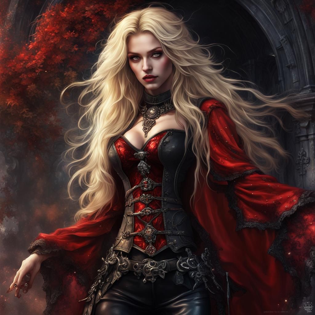 Gothic Blond in Leather: Fantasy Art