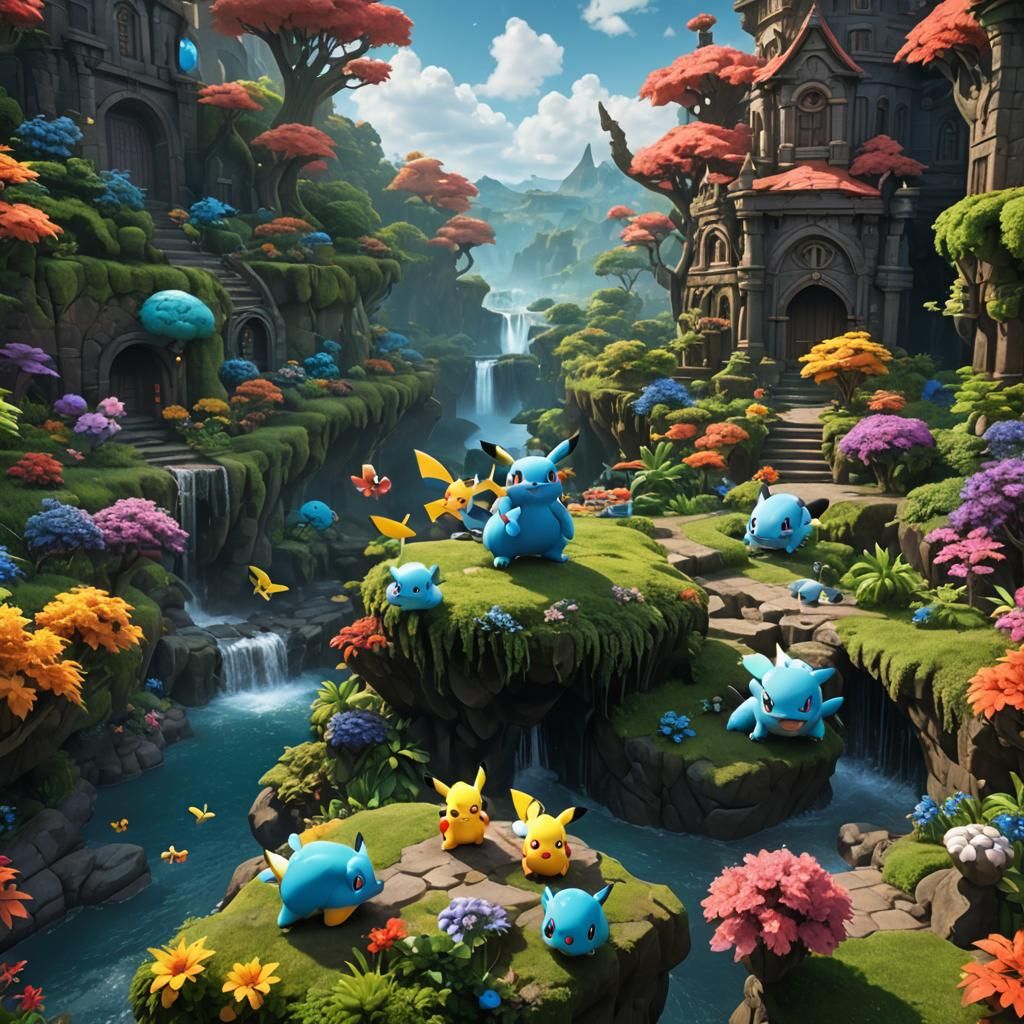 Detailed Pokemon Matte Painting in Deep Color