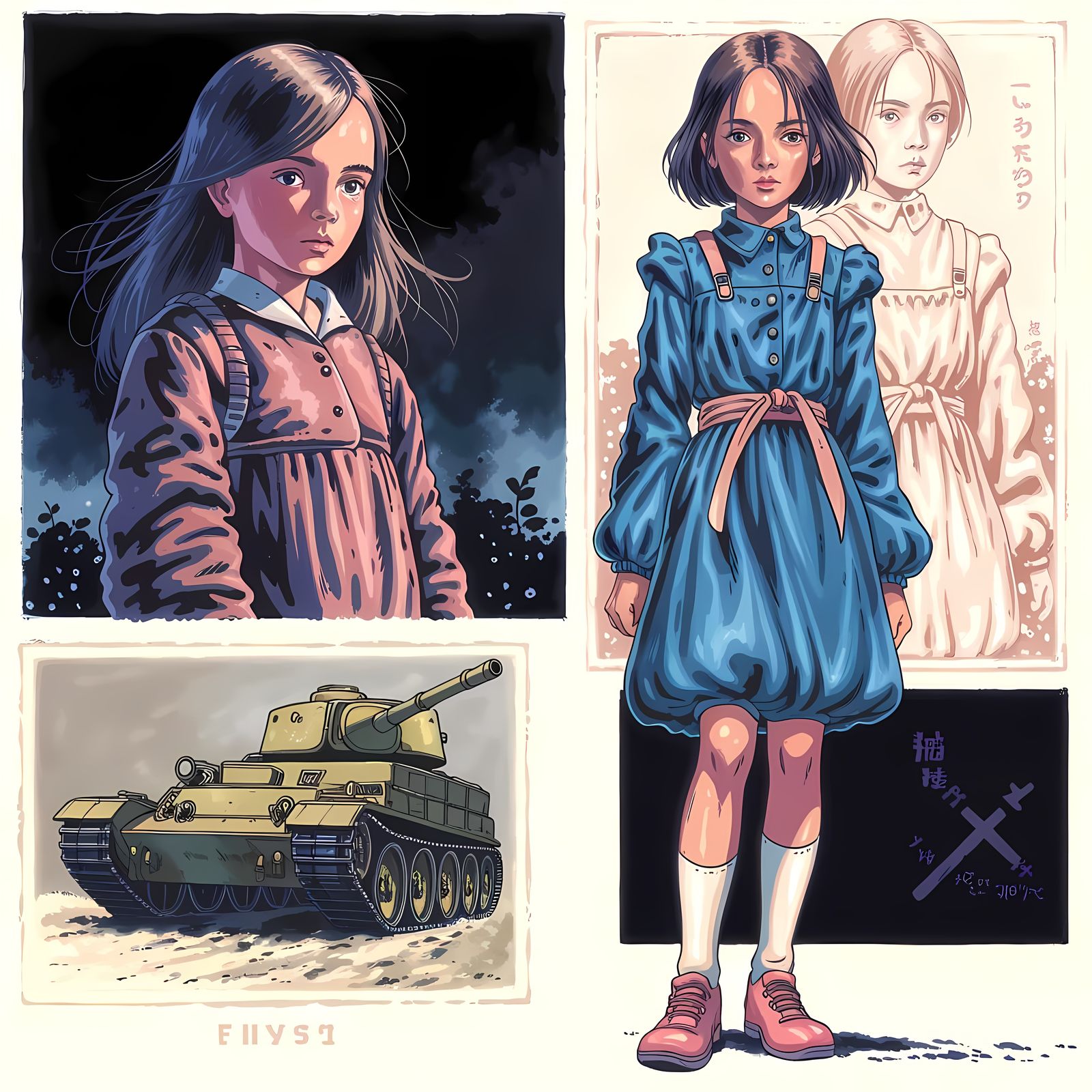 Innocent Girls Confront War in Japanese Manga-Inspired Scene