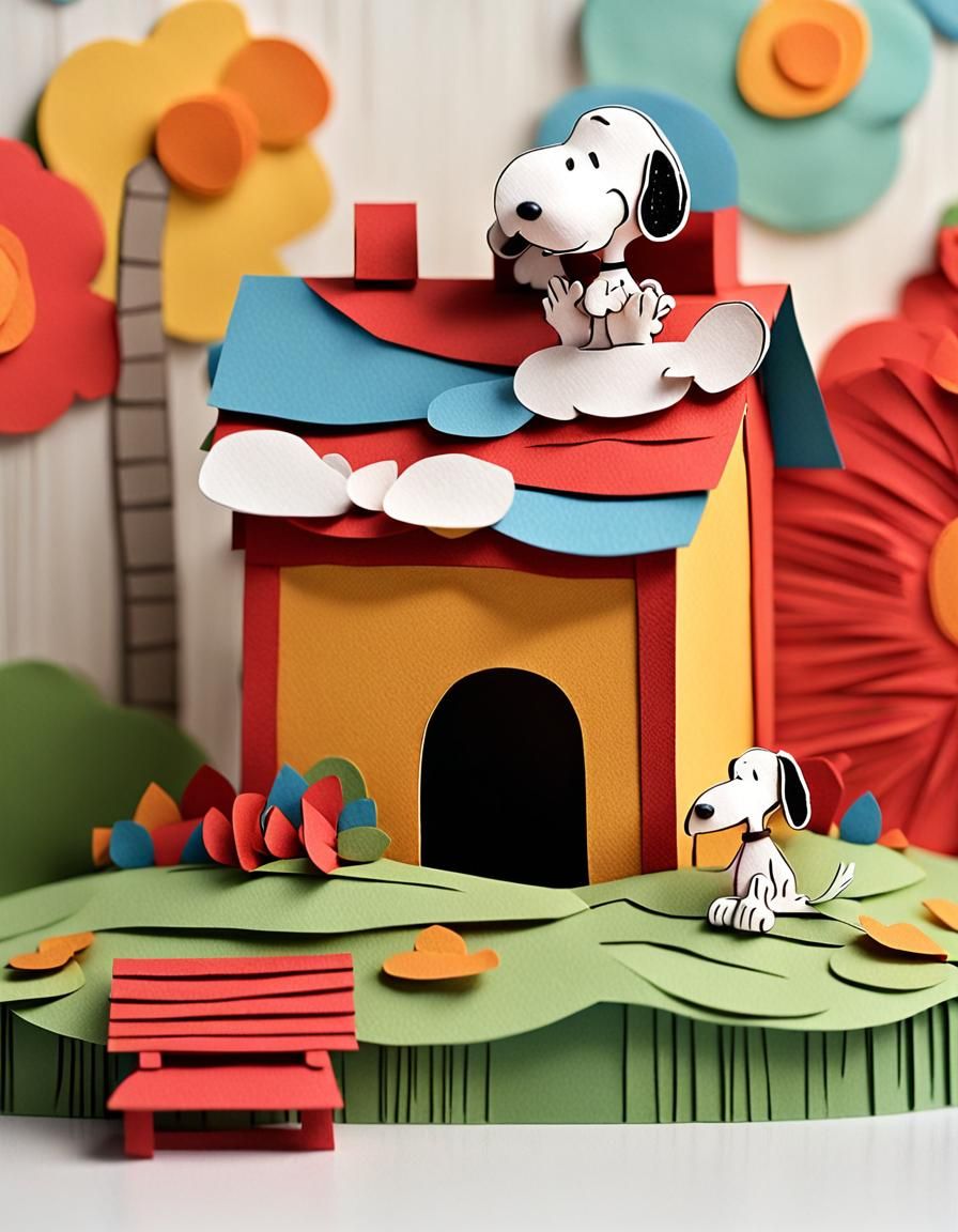 Happy Snoopy in 3D Paper Art