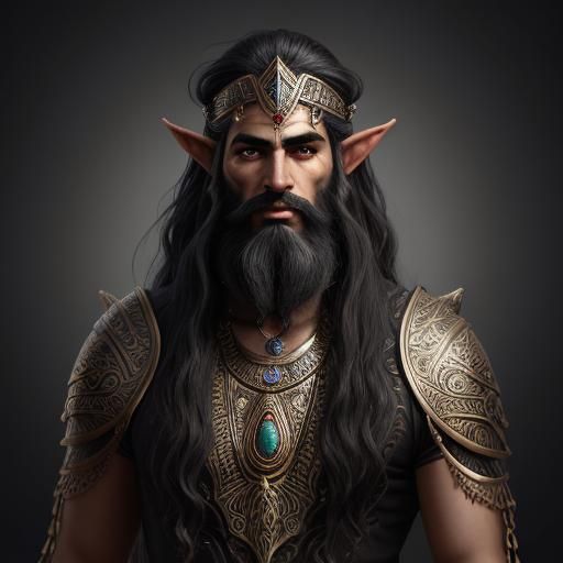 Dwemer Elf with Sumerian Headdress in Steampunk Style