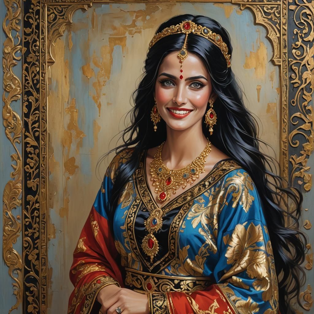 Elegant Afghan Woman in Roman Setting, Hyperrealistic 3D