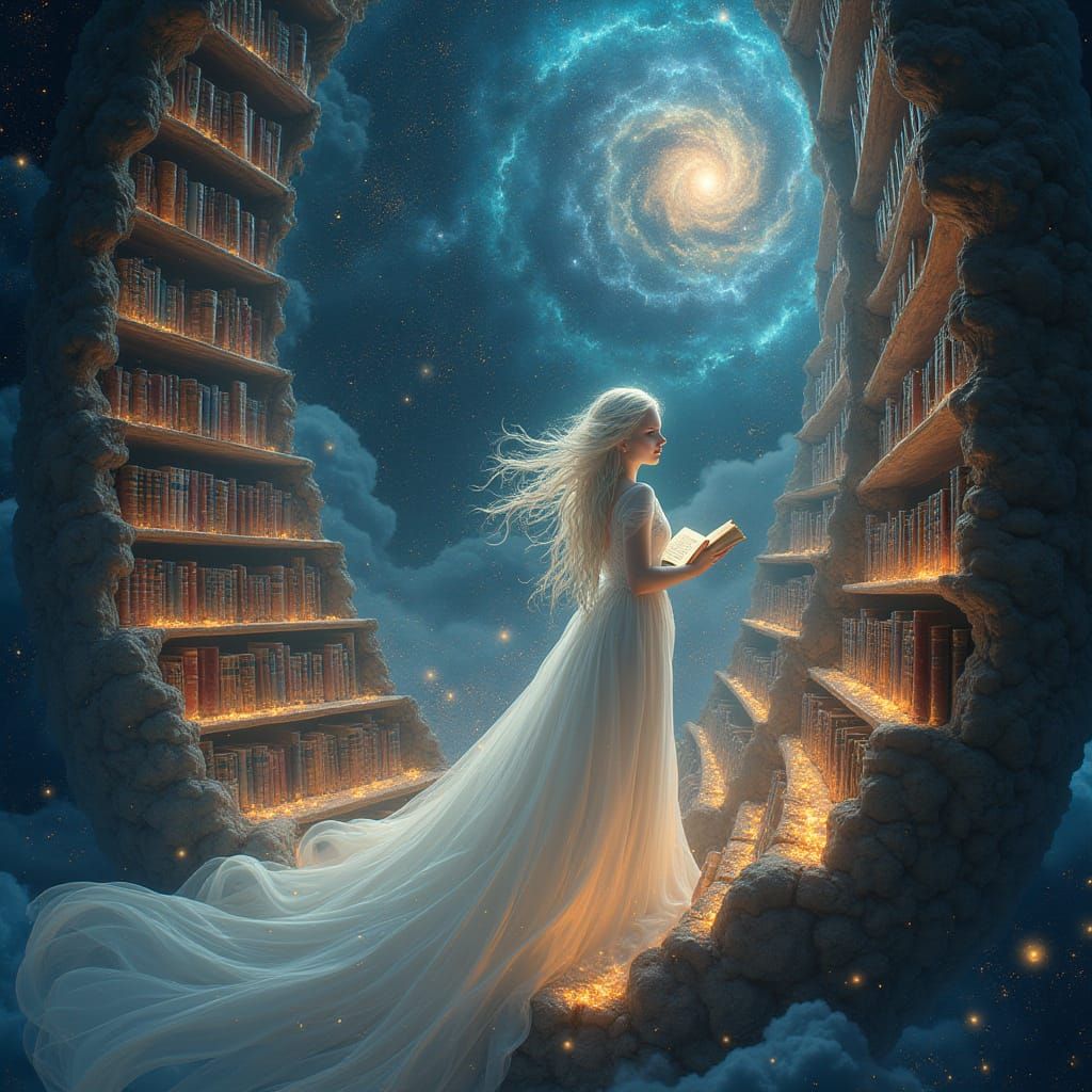Celestial Library in Ethereal Cosmos