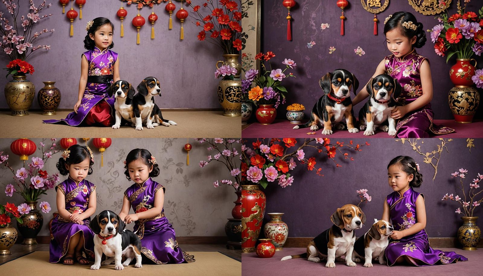 Thai Girl and Puppy Celebrate Lunar New Year