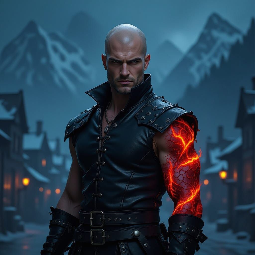 Demonic Figure in Gothic Horror Town