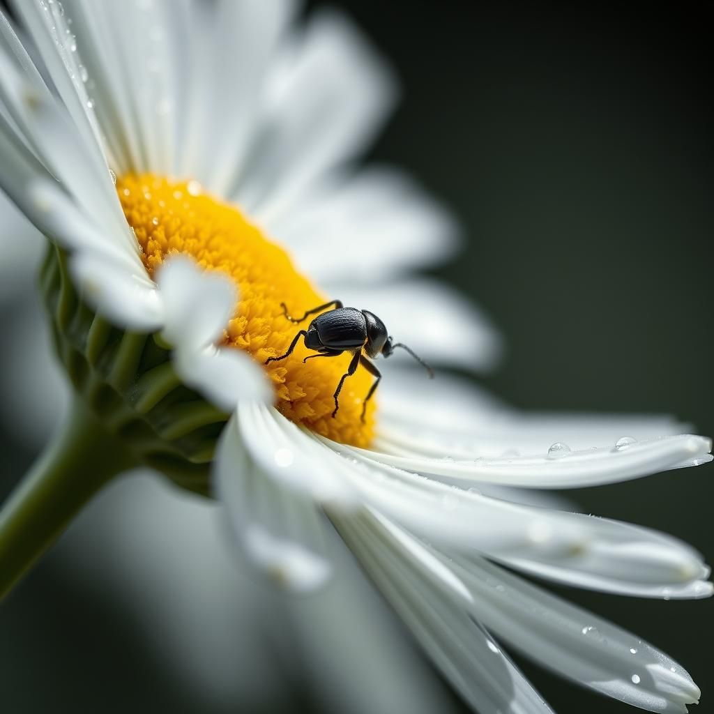 Hyperrealistic Daisy with Beetle in High Resolution