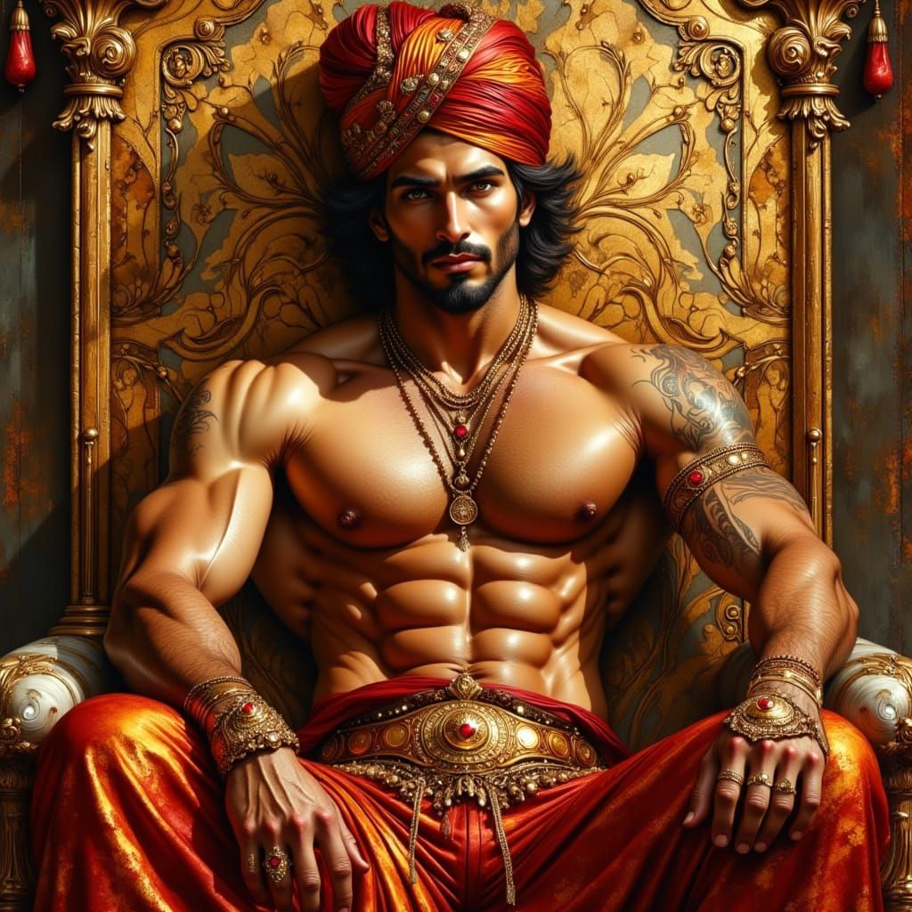 Regal Arabian Prince in Opulent Baroque Style