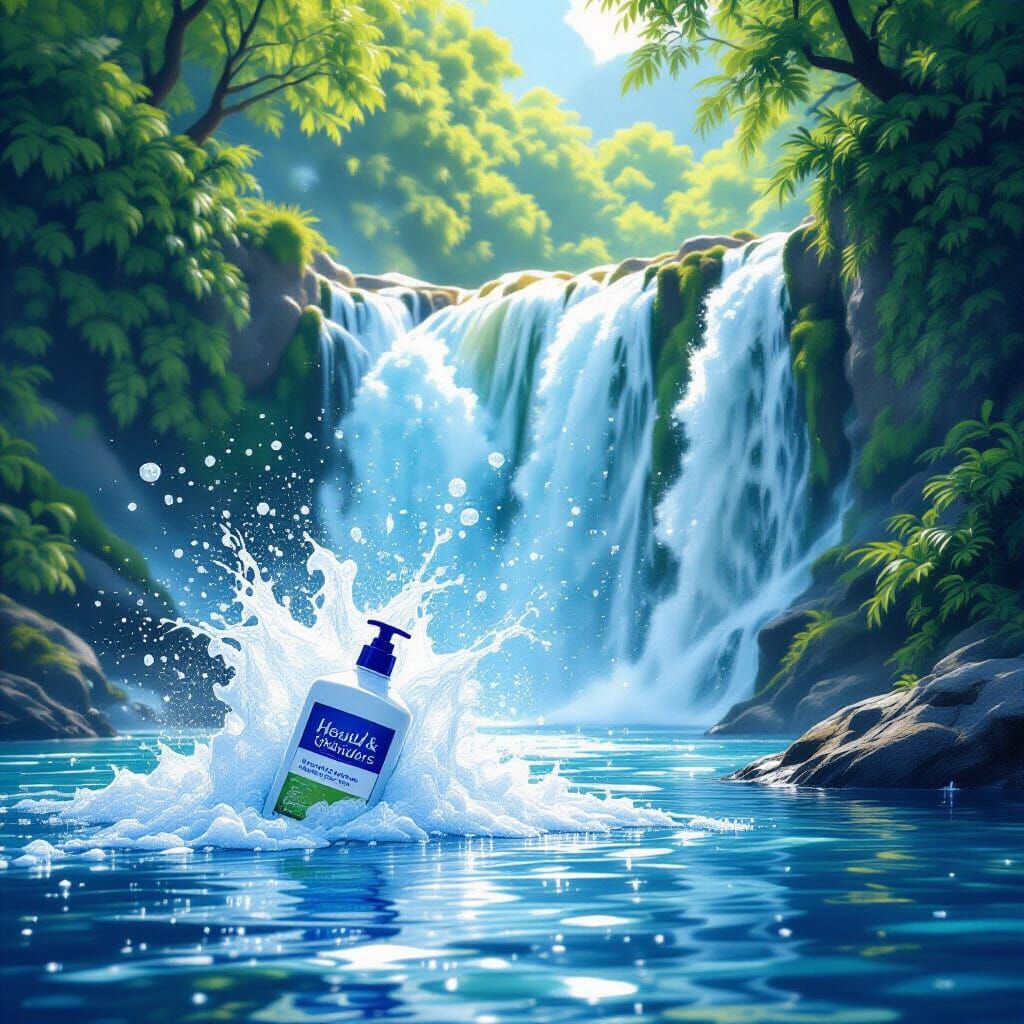 Shampoo Pollution Transforms Waterfall into Foam