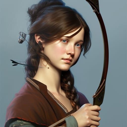 Medieval Teen Archer Portrait in Hyperdetailed Style