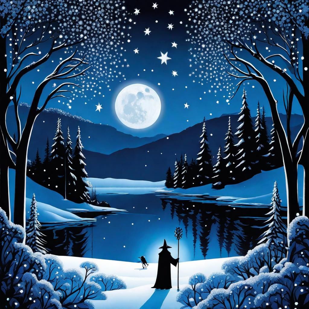 Grim Reaper on Frozen Lake in Gothic Style