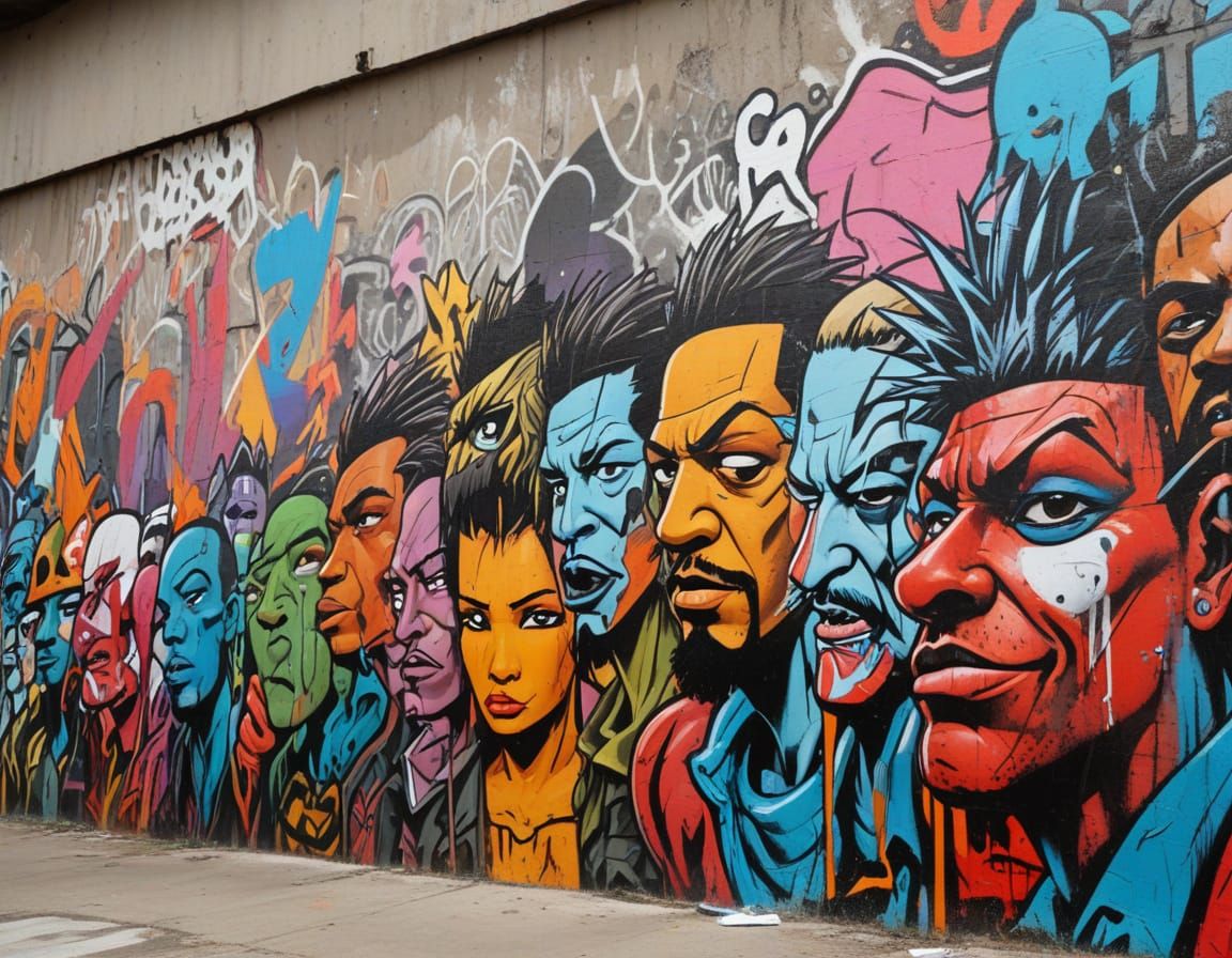 Graffiti Mural of Goons in Comic Book Style
