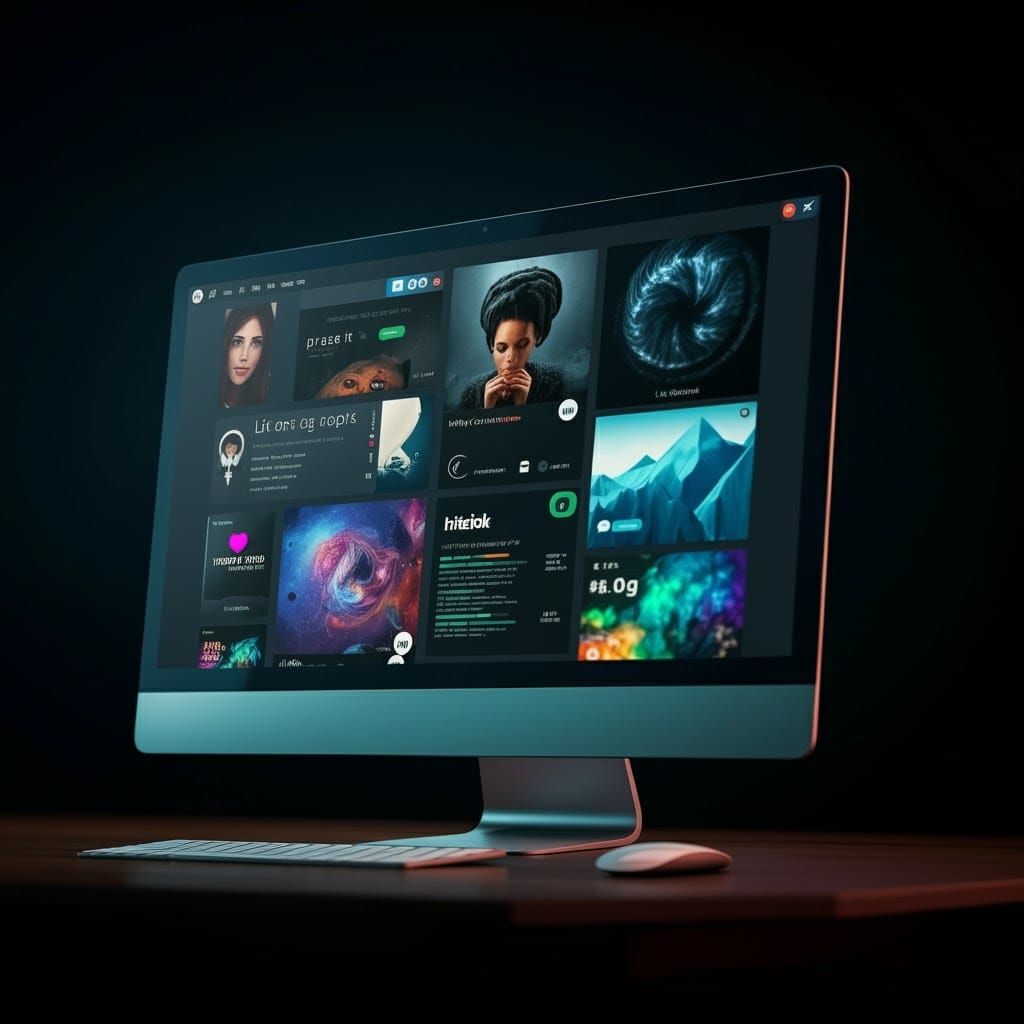 Facebook Interface with Engaging Ads in Hyperrealistic Style