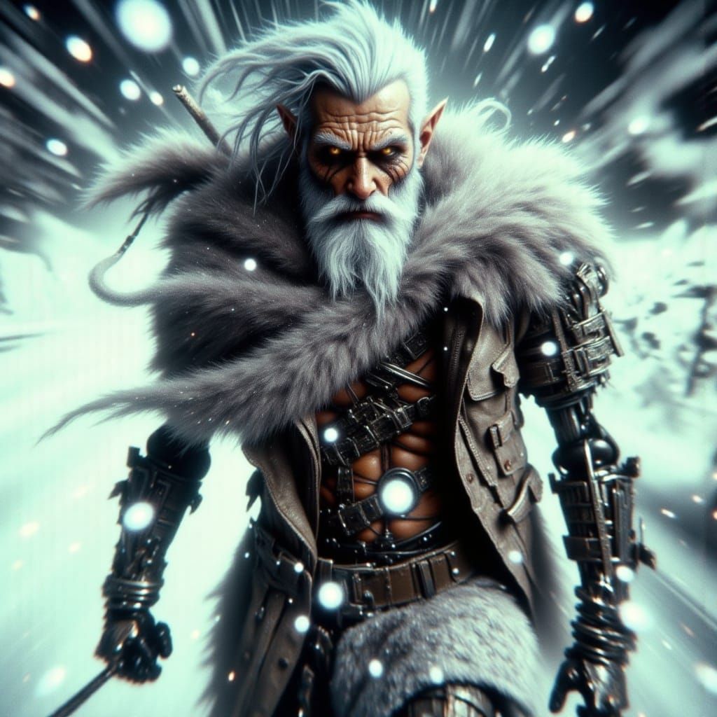 Transhumanist Odyssey: Elderly Man Walks Through Blizzard wi...