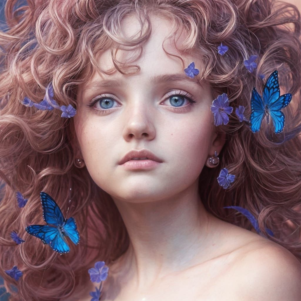 Girl with Butterfly: Hyperdetailed Portrait