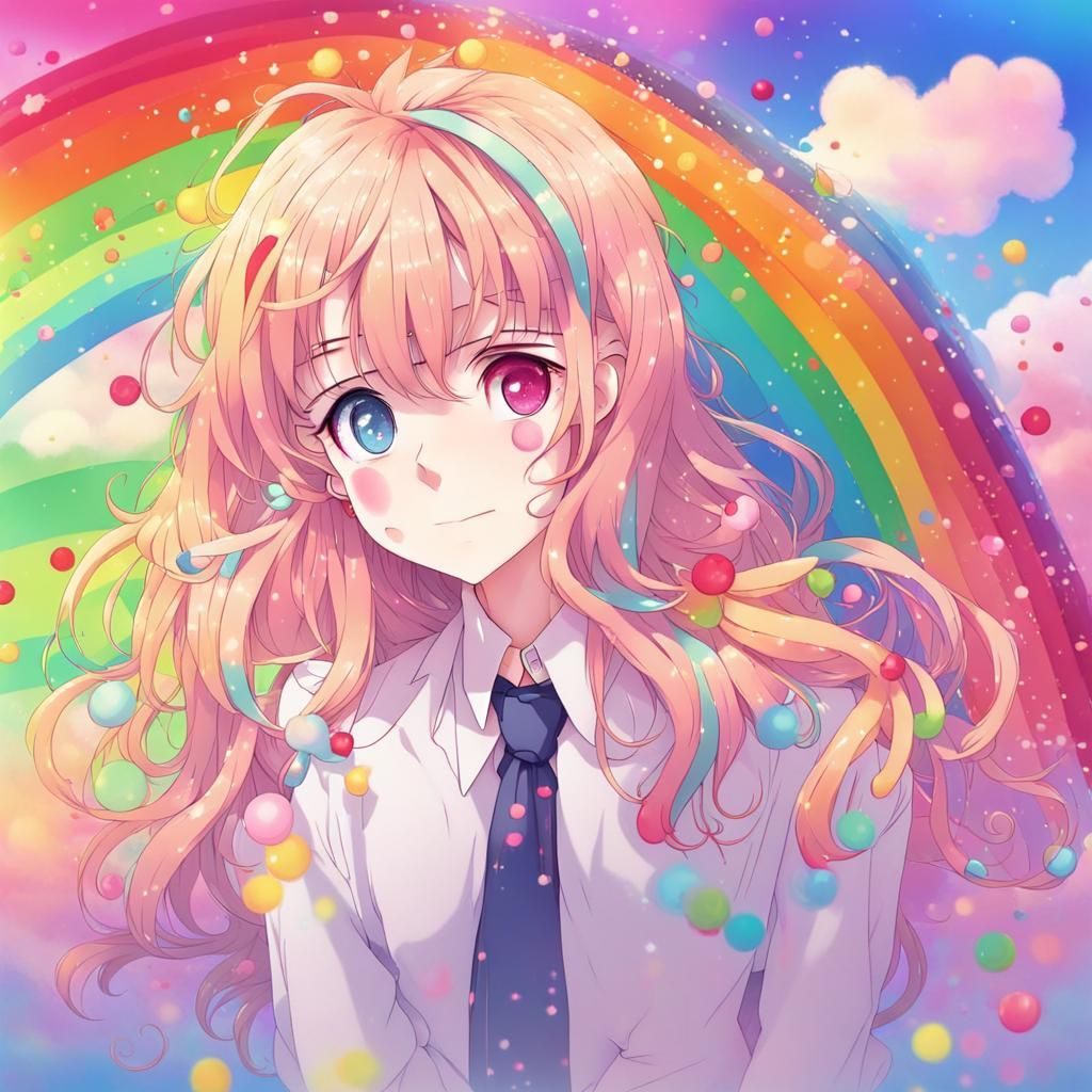 Rainbow Spectrum in Anime Key Visual Style
