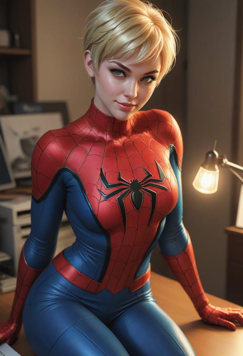 Glamorous Pixie in Spider-Man Attire