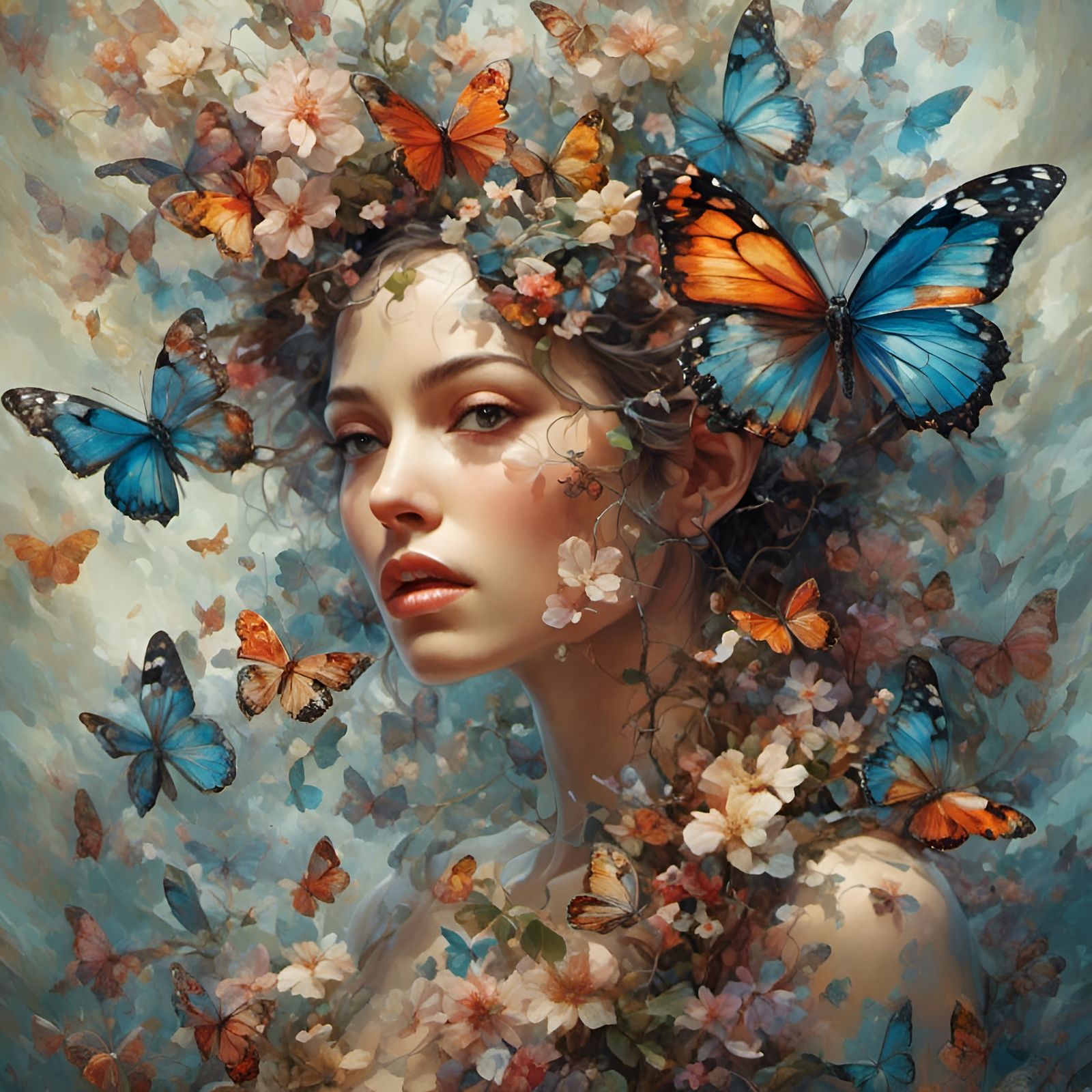 Hyperreal Butterfly Woman Portrait