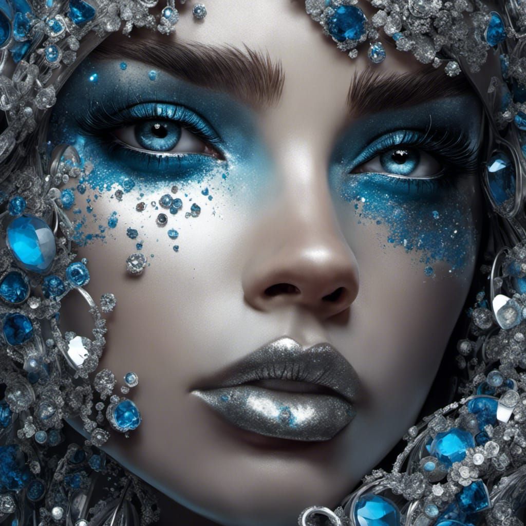 blue and silver glitter πͺ©