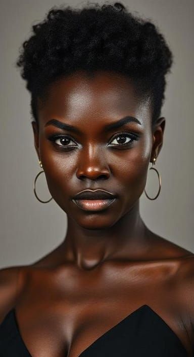 Regal Black Woman Portrait in Vibrant Oil Painting Style