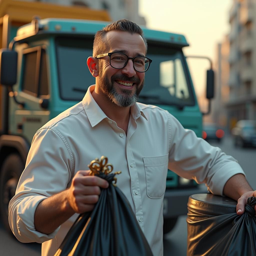 Joyful Orthodox Jew with Keys in Matte Painting Style