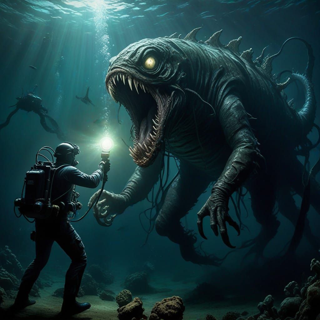 Eldritch Horror Sea Monster Devours Scuba Diver in Challenge...