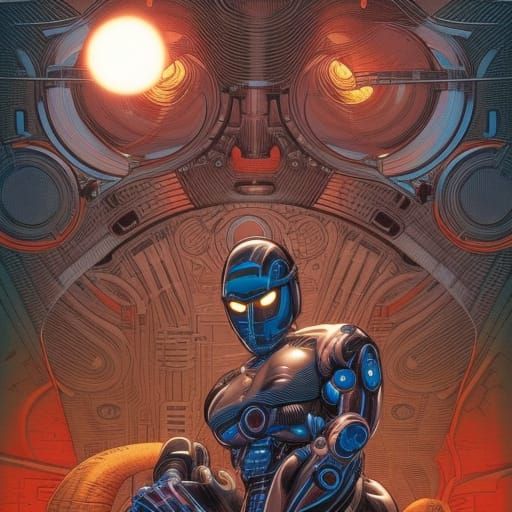Robot in Comic Book Art Style