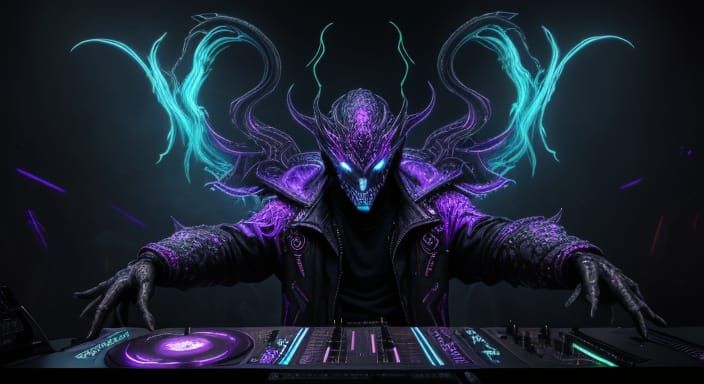 Dark Psytrance Festival DJ Performance in Neon Glow