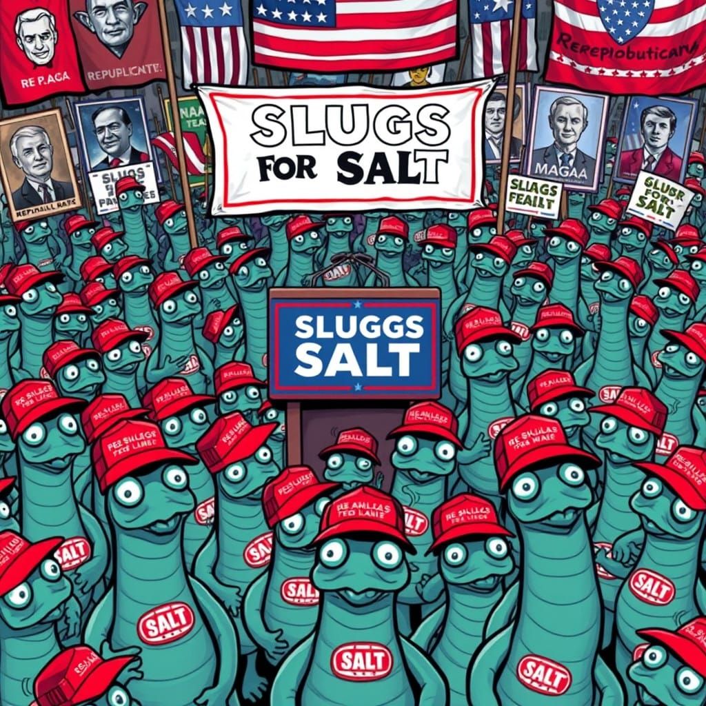 MAGA Slugs Rally for SALT in Bold Satirical Comic Book Art