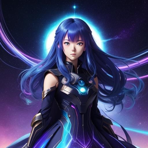 Anime Girl in Galaxy: Studio Trigger Style