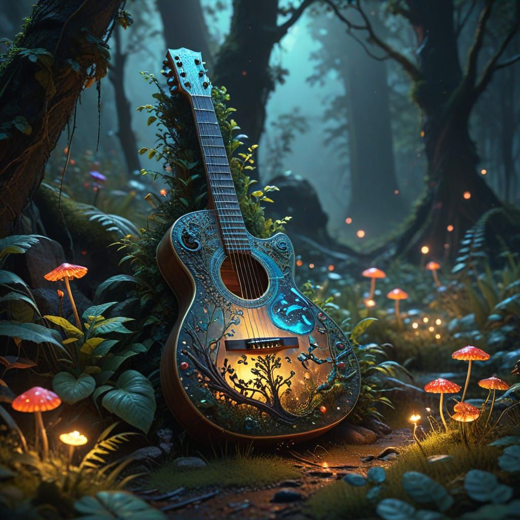 Ethereal Guitar Blooms in Enchanted Garden