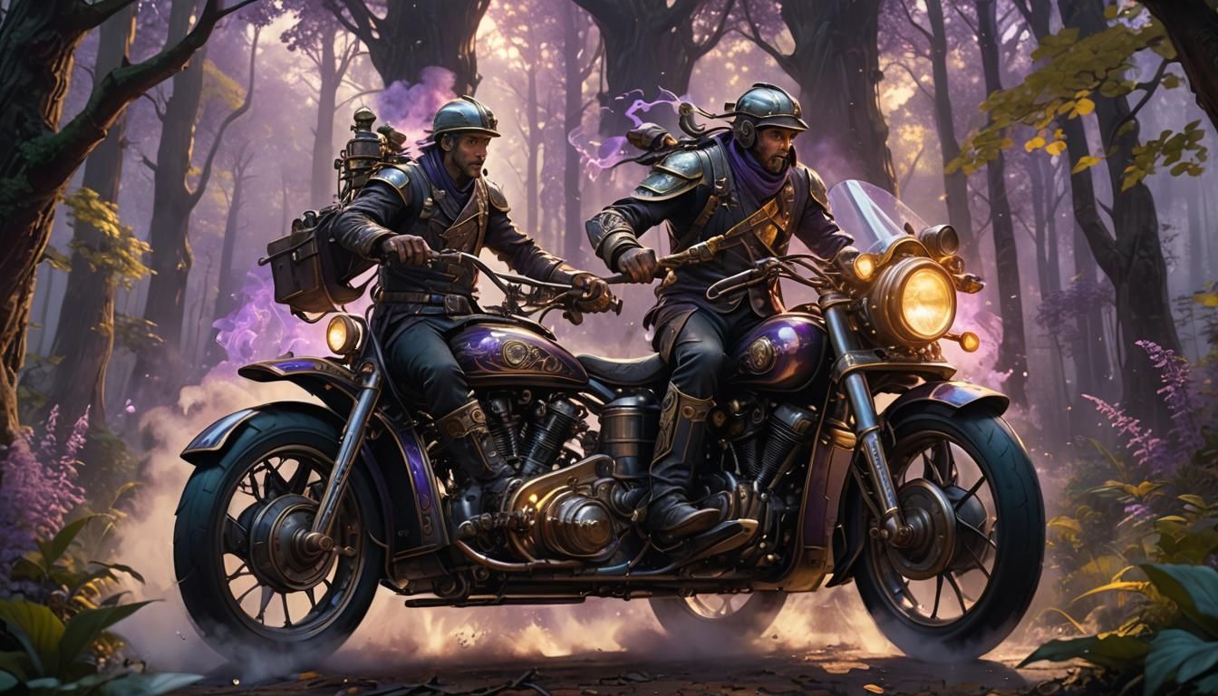 Magical Engine Courier in Mystical Forest: Dark Fantasy Conc...