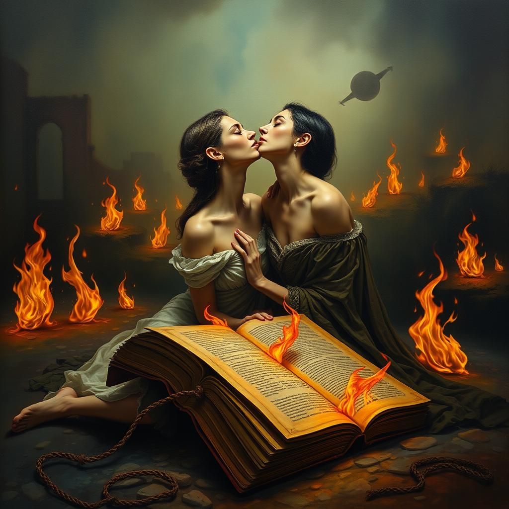 Paolo and Francesca: A Surreal Dante's Inferno Scene