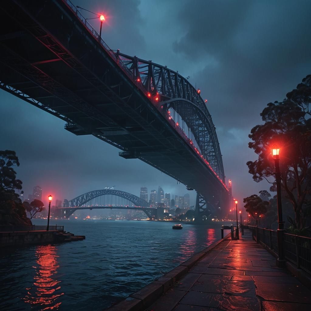 Sydney Harbor Bridge in Supernatural Mist: Cinematic Art