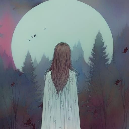 Magical Forest Kiddo: Fairycore Watercolor Sketch