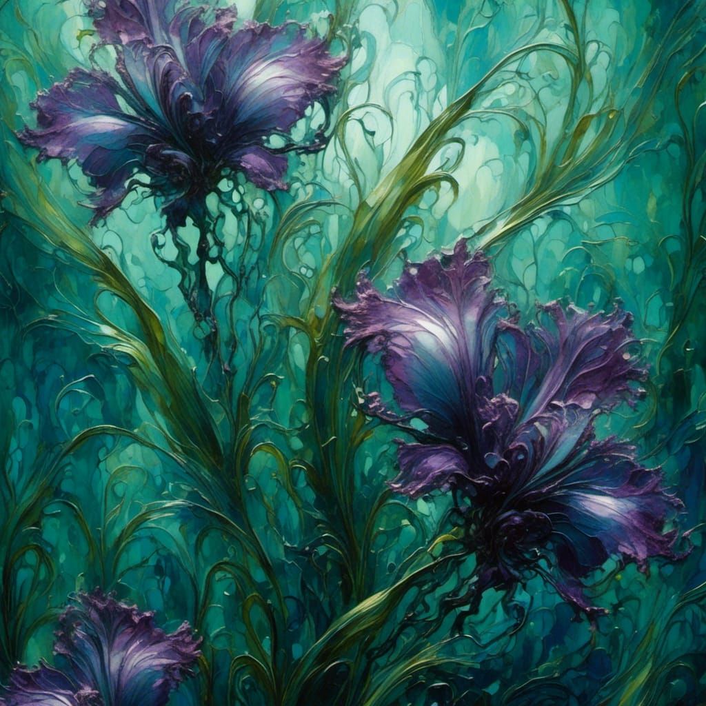 Iridescent Tuberose Flowers in Biomechanical Style