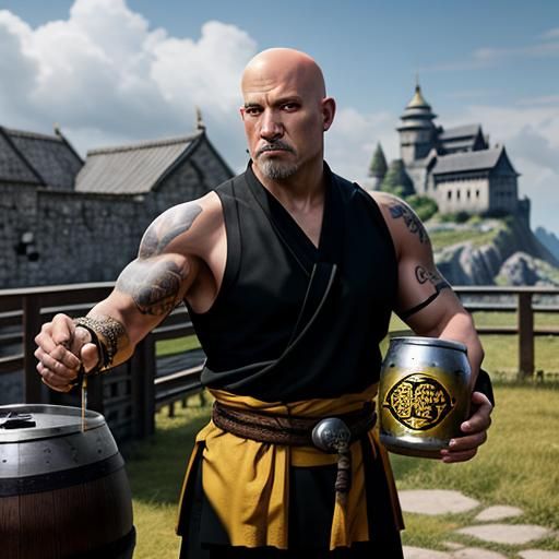 Drunken Master Monk with Beer Keg