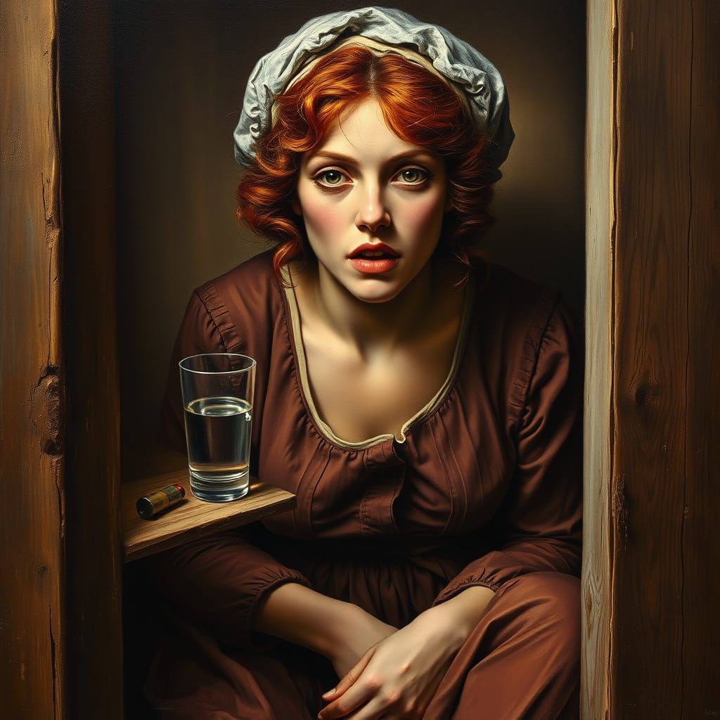 19th Century Oil Painting of Asylum Inmate